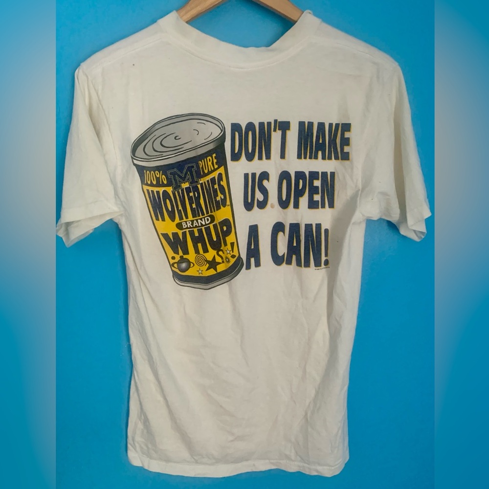 Vintage 90’s Single Stitch Michigan Wolverines Whup Can Football T-Shirt M